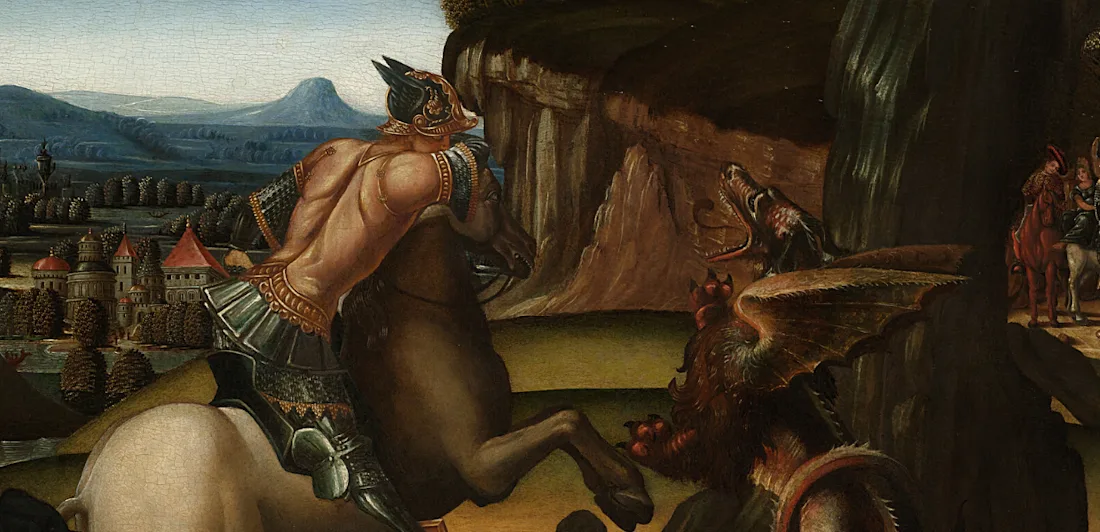 Saint George fighting a dragon
