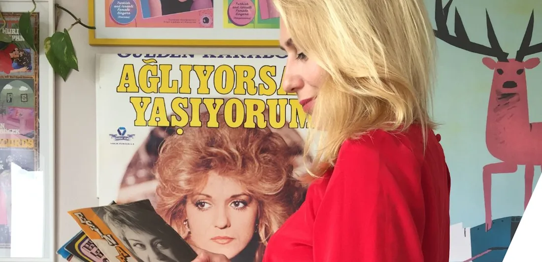 Kornelia Binicewicz gazing down at there records