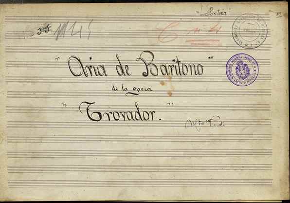 'Aria de baritono de la ópera el Trovador [Música impresa]', Biblioteca Virtual del Ministerio de Defensa, Hispana, public domain