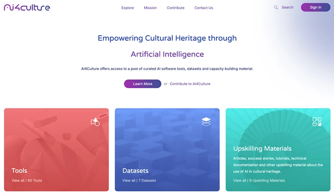 AI4Culture platform screenshot