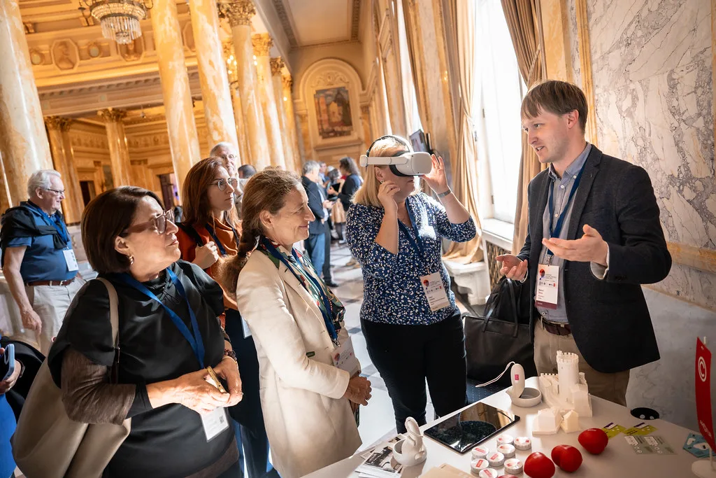 Event participants trying a VR headset