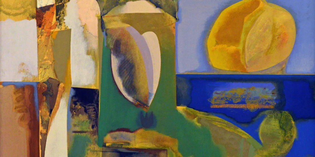 Abstract oil painting of the sea and the sun.
