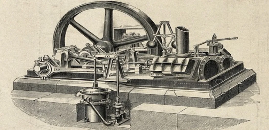 A steam traction engine, and a stationary steam engine.