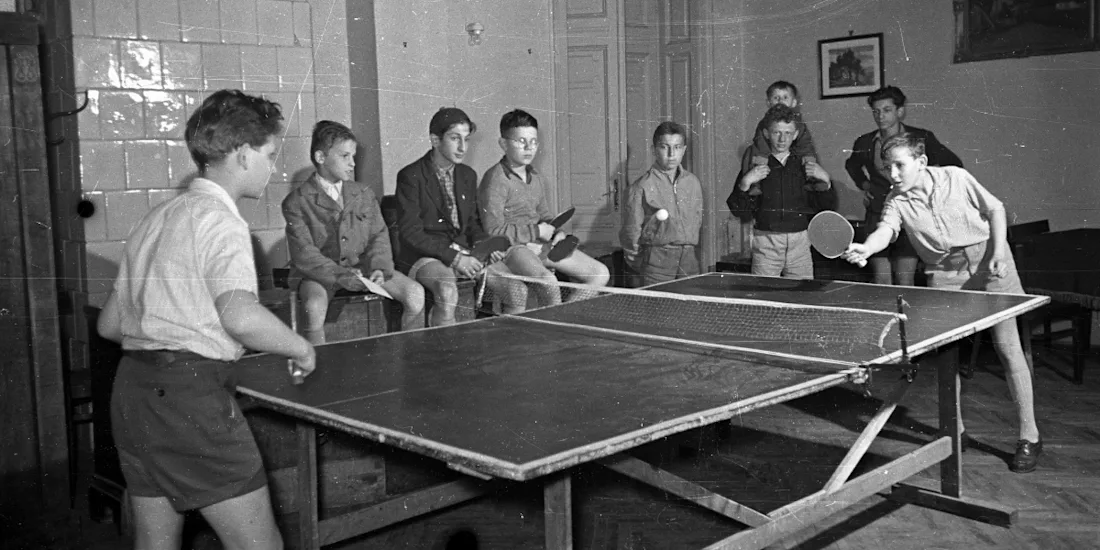 Children playing ping pong