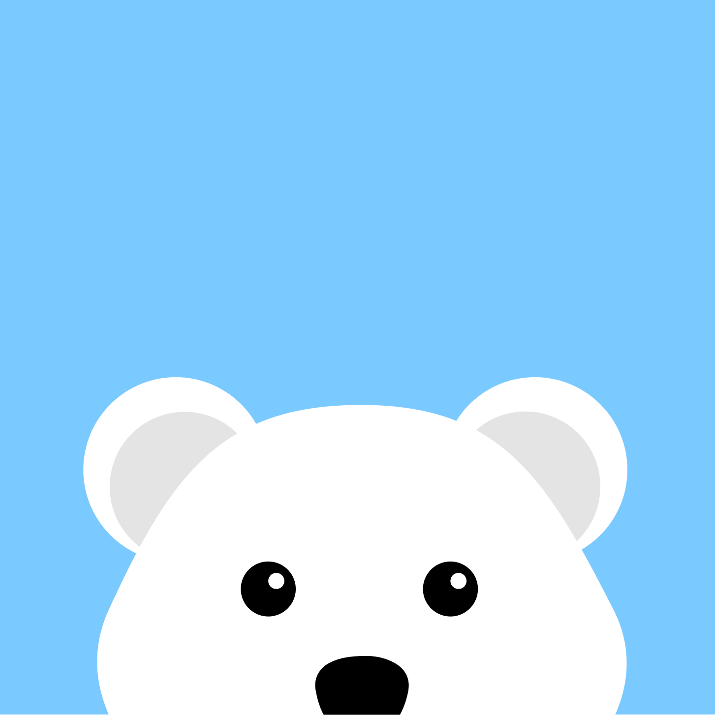 Illustration of a polar bear peeking its head in from the bottom of the frame