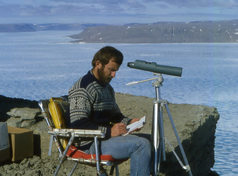 Dr. Ian Stirling recording observations of polar bears