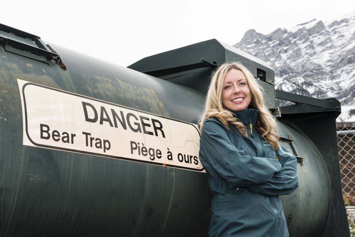 Portrait of Kim Titchener next to a bear trap