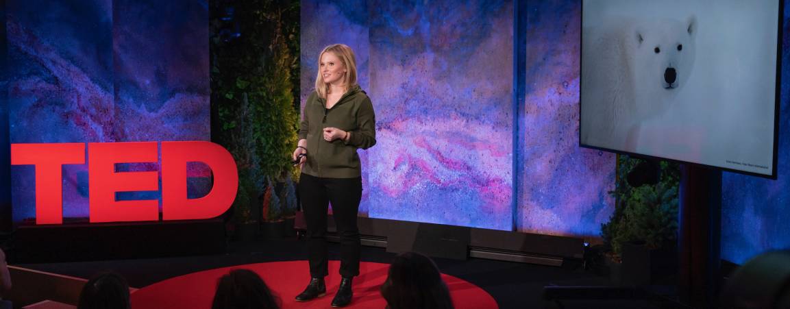 Alysa McCall on the TED Talk stage in New York