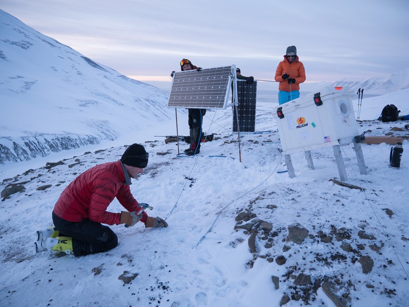 Camera units with solar-powered panels are constructed