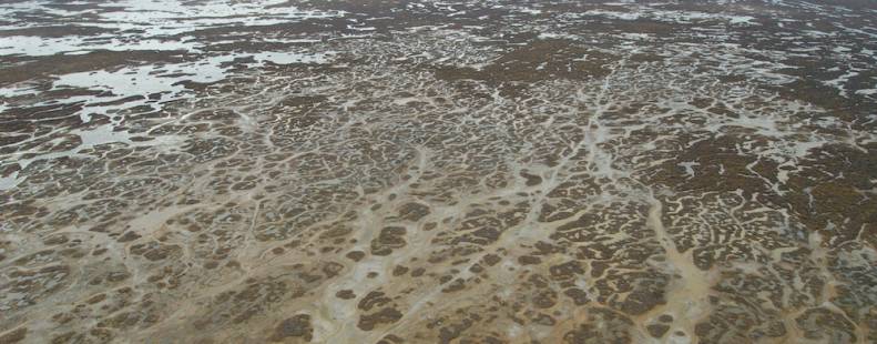 Aerial view of mud flats in Churchill