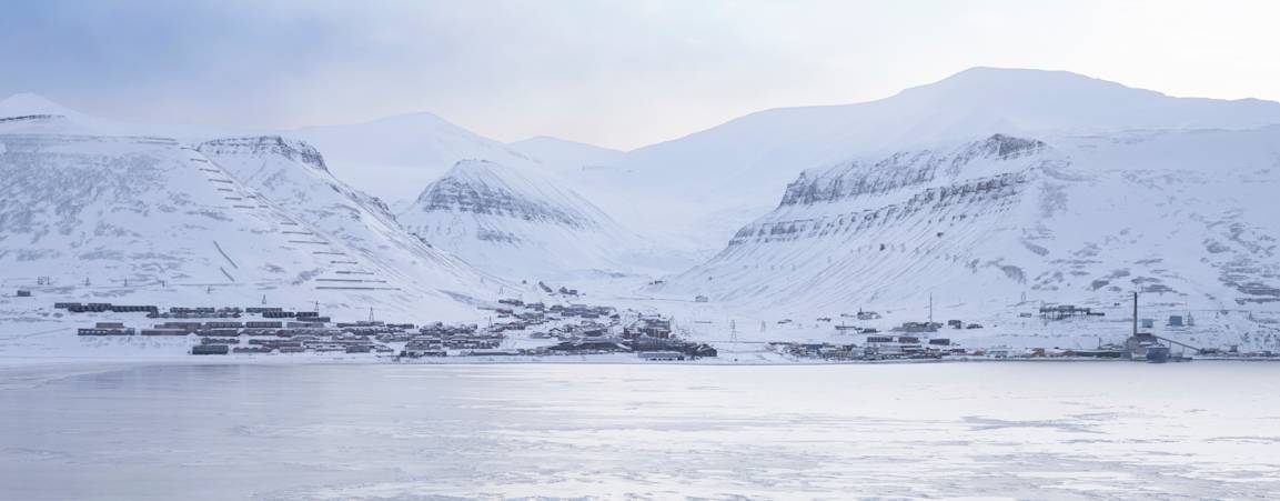 Longyearbyen Svalbard from across the fjord