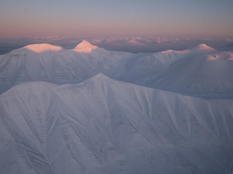 Snow-covered mountain in Svalbard