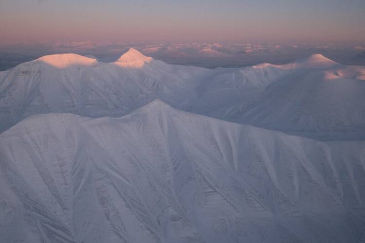 Snow-covered mountain in Svalbard