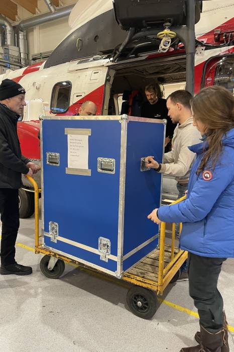 Loading the helicopter for our maternal den study