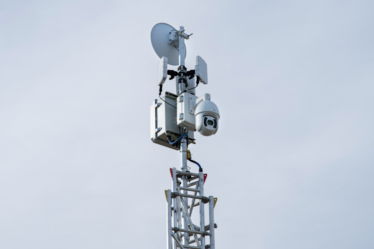 Radar on top of the PBI Bear-dar mobile radar tower