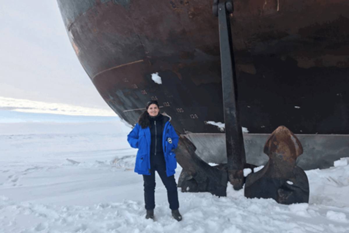 Dr. Thea Bechshoft on an ice floe at the North Pole
