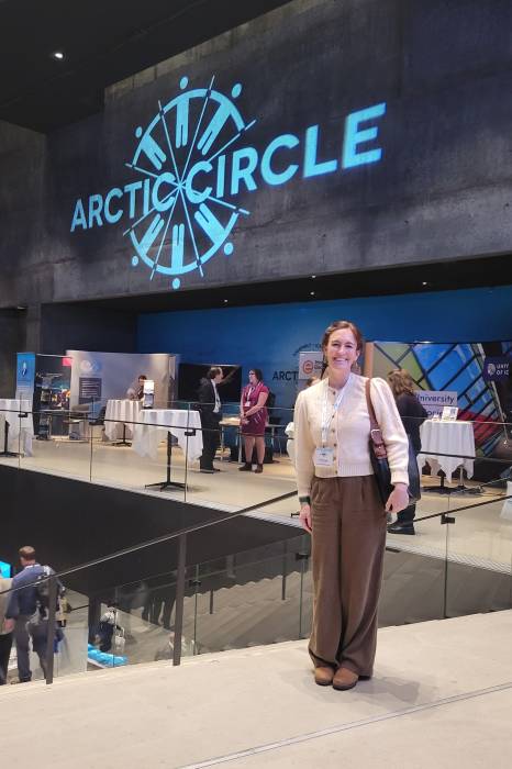 Emily Ringer at the 2023 Arctic Circle Assembly in Reykjavik