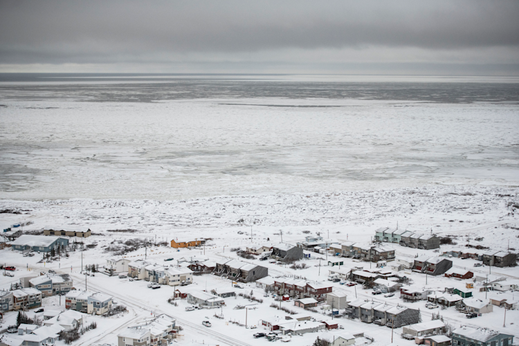 Aerial view of Churchill and Hudson Bay