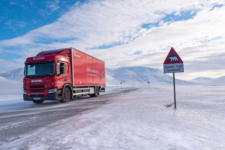 A fleet of electric delivery cars in Svalbard