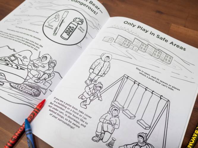 Inside of coloring book sharing safety tips