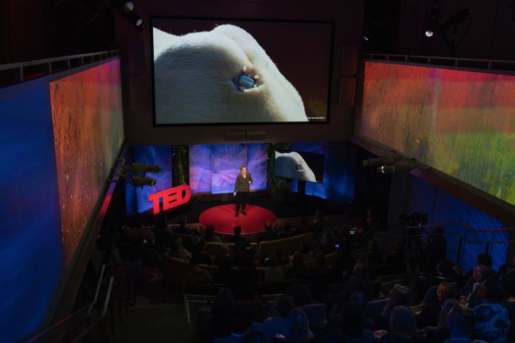 Alysa McCall on the TED Talk stage in New York