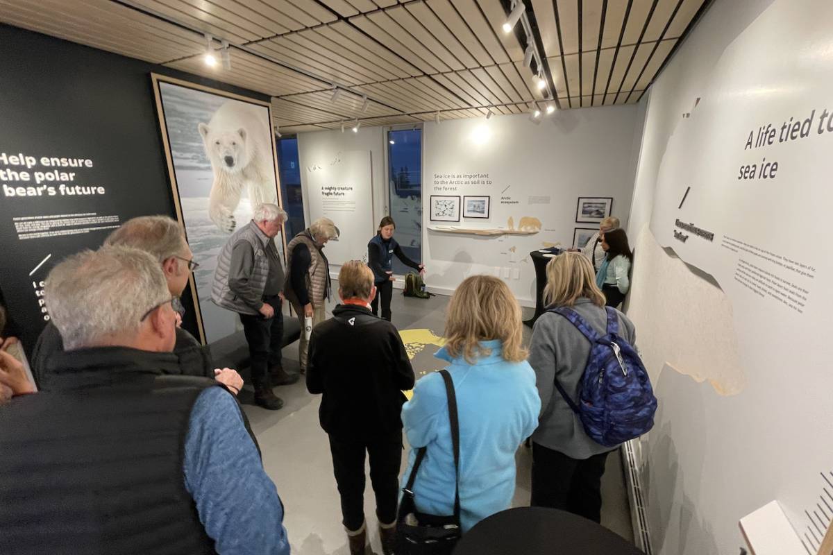 Joanna Sulich with Guests in the Polar Bears International House Interpretive Center