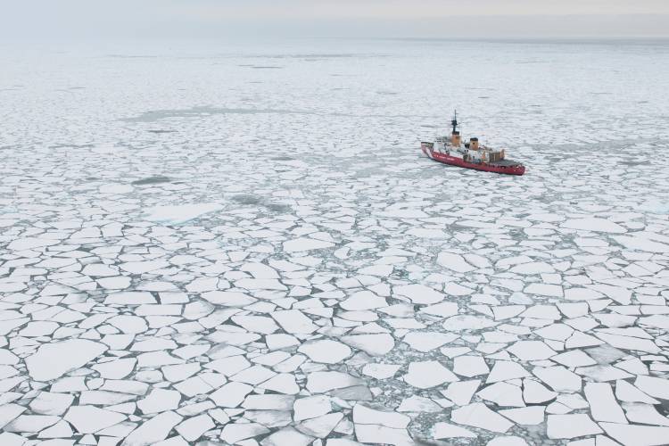 Ship in Arctic sea ice
