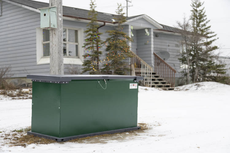 A bear-safe garbage bin in Churchill