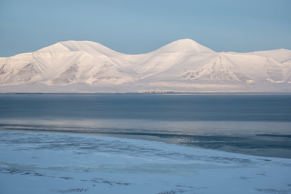 Snow-covered mountains in Svalbard