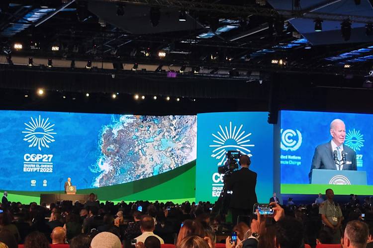 President Biden speaking at COP27 in Egypt