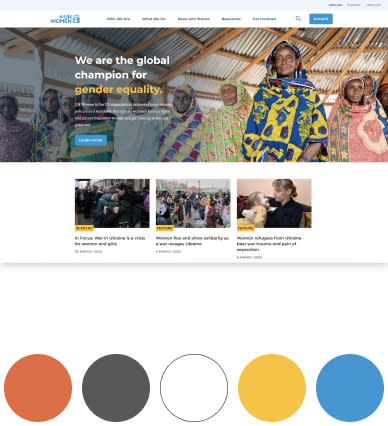Screenshot and palette colour of the website UnWomen