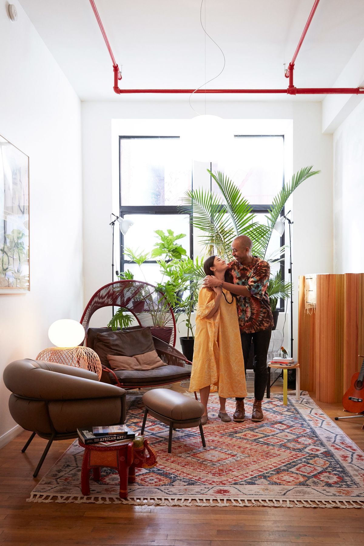Designer Stephen Burks and his partner Malika at their Brooklyn home
