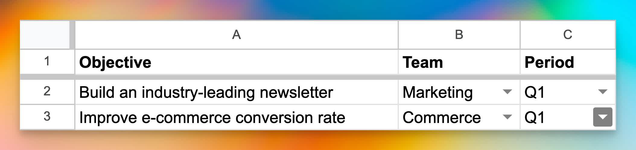 list of okr objectives
