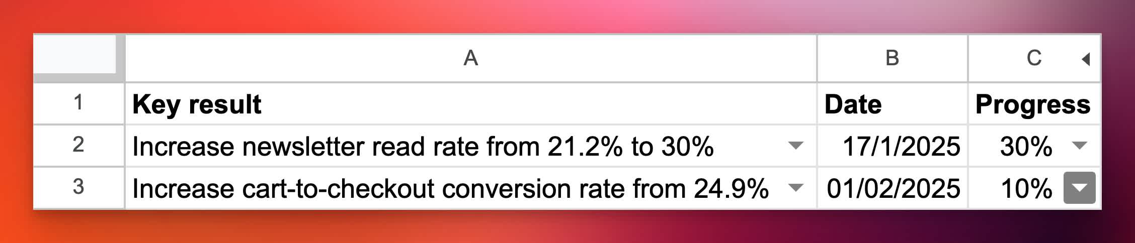 okr key result updates