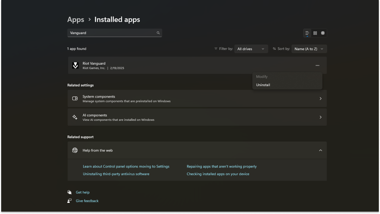 a picture of windows installed apps