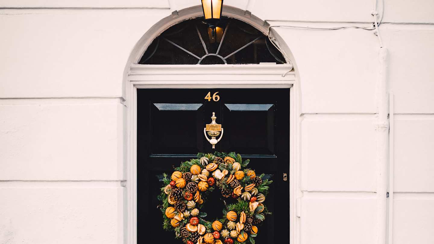 Christmas wreath on a home's door