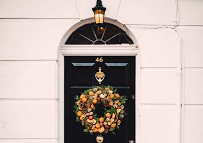 Christmas wreath on a home's door