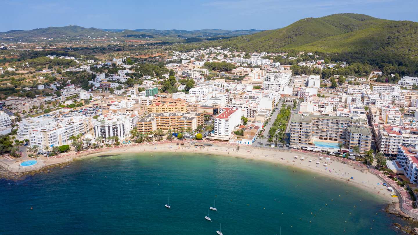 Aerial drone of the island of Ibiza