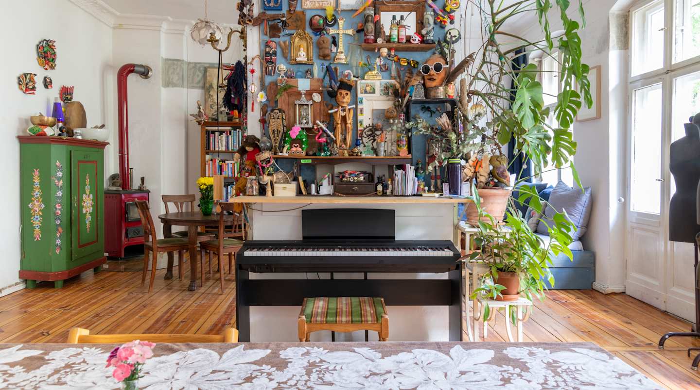 Living area with lots of ornaments and decoration