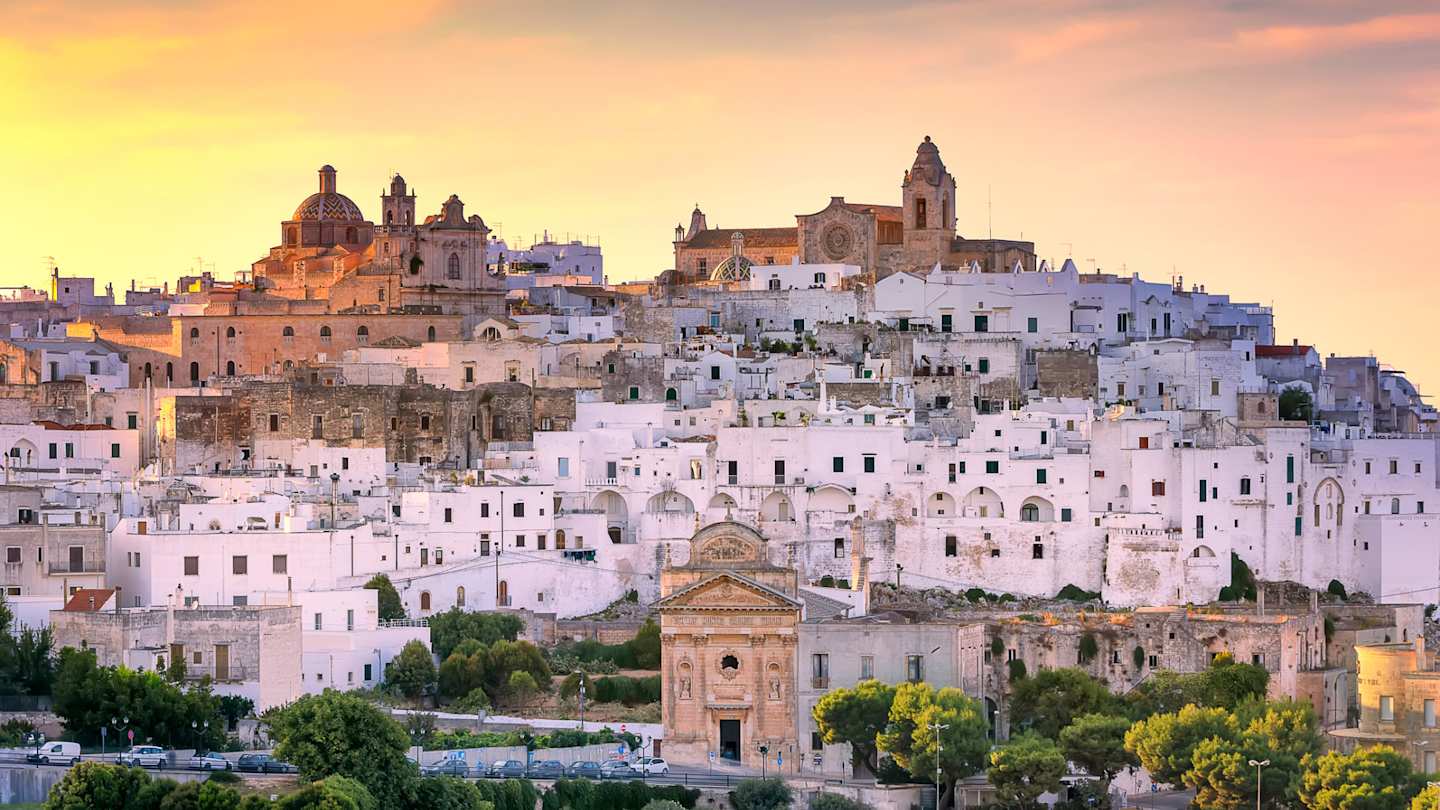 Ostuni city at sunset, Apulia, Italy
