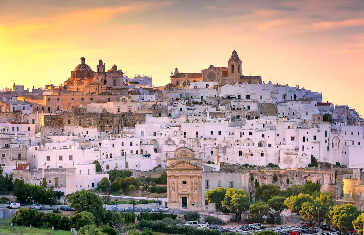 Ostuni city at sunset, Apulia, Italy