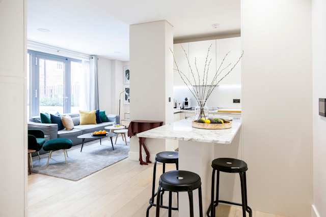 Open kitchen and living area in home in Westminster