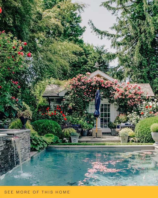 Garden and pool at A Faithful Friend, Plum Guide home in Southampton, New York