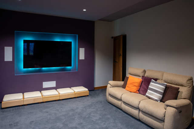 The cinema room at Widworthy Barton, Plum Guide home in Devon, UK