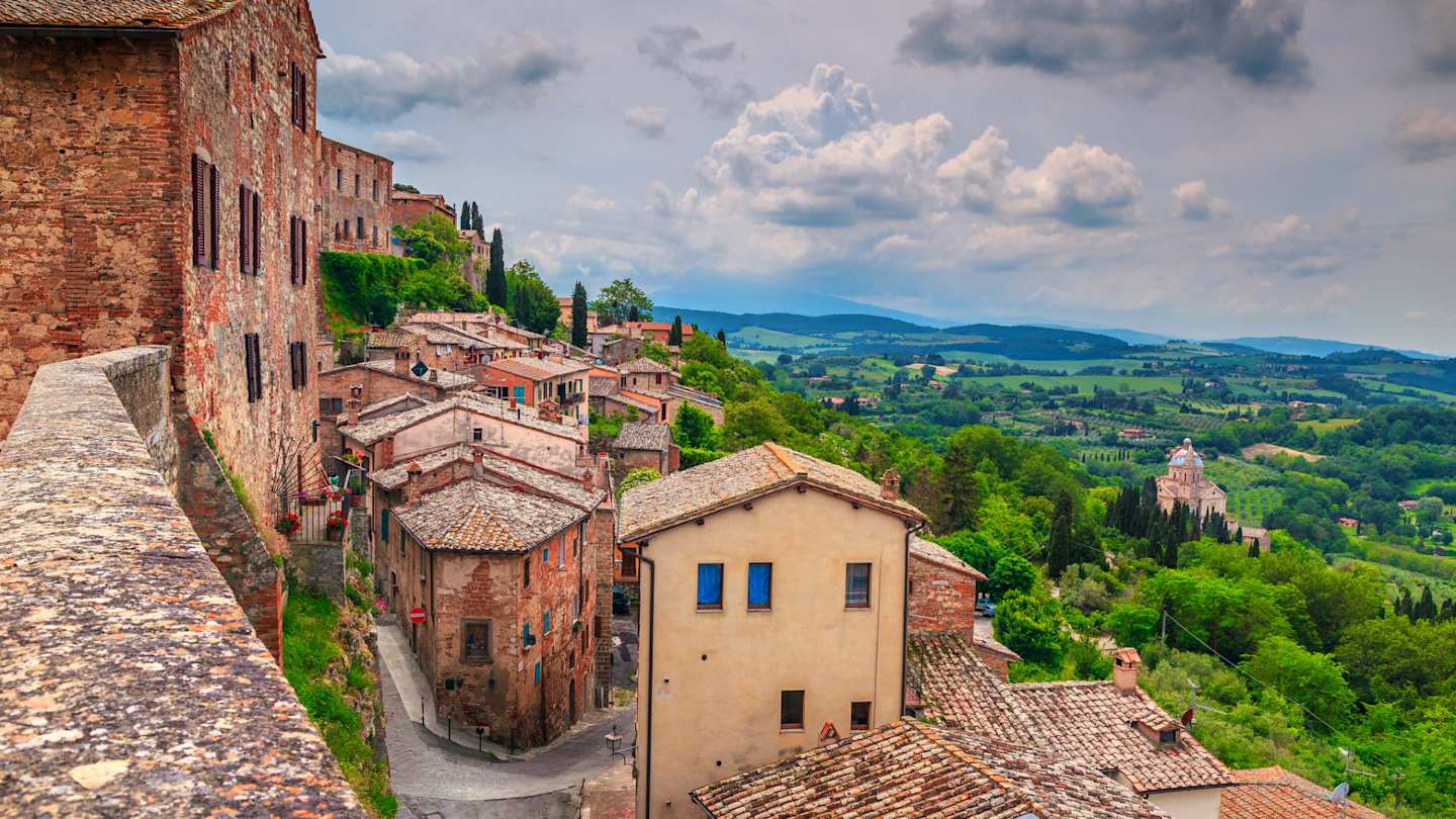 Tuscany landscape seen from the walls of Montepulciano, Italy