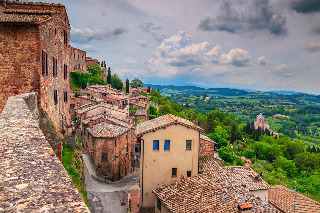Tuscany landscape seen from the walls of Montepulciano, Italy