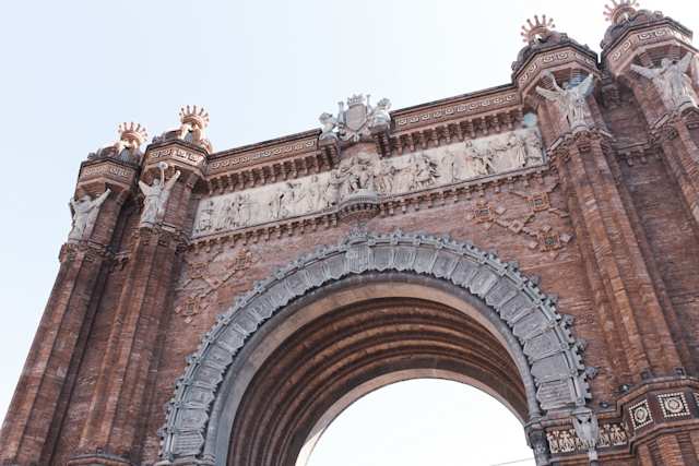 Low angle view of Arc De Triomf, Barcelona