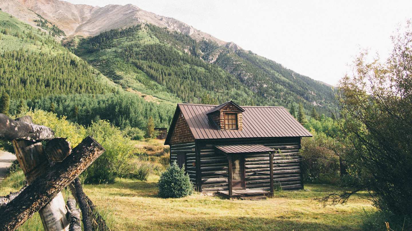 Exterior of log cabin