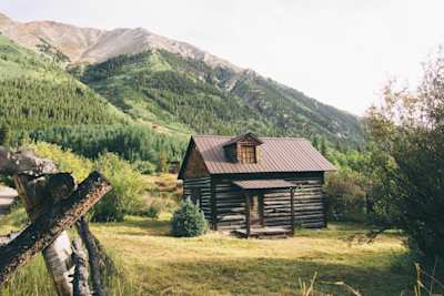 Exterior of log cabin