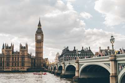 Westminster Bridge and Big Ben overlooking the River Thames, London